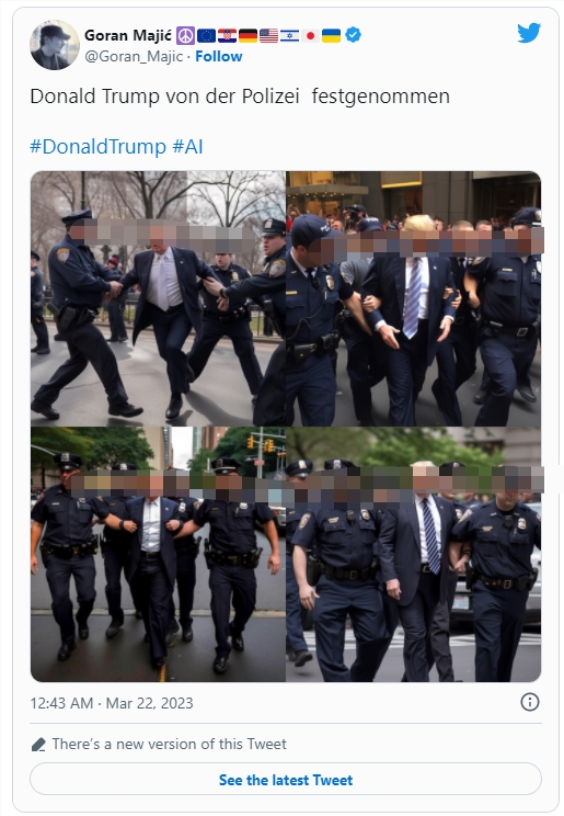 特朗普“被捕”图像在网上疯传  AI生成的虚假照片太真实了