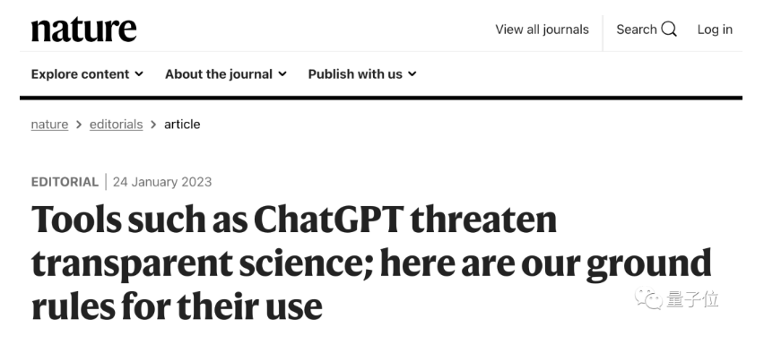 Nature新规：用ChatGPT写论文可以，但不能列为作者