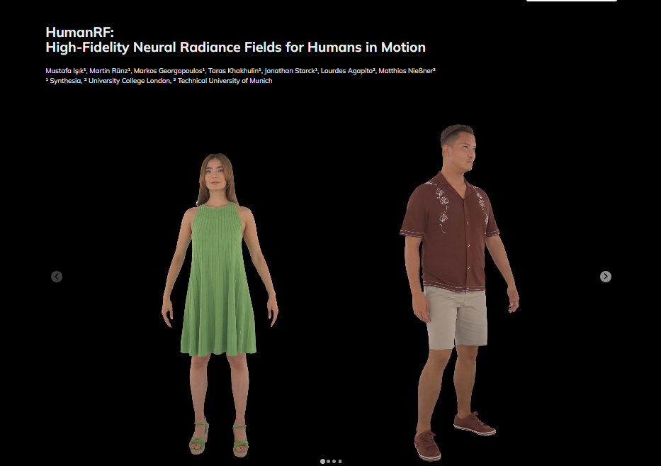 HumanRF：可从2D视频照片提取动态人像 转为3D模型