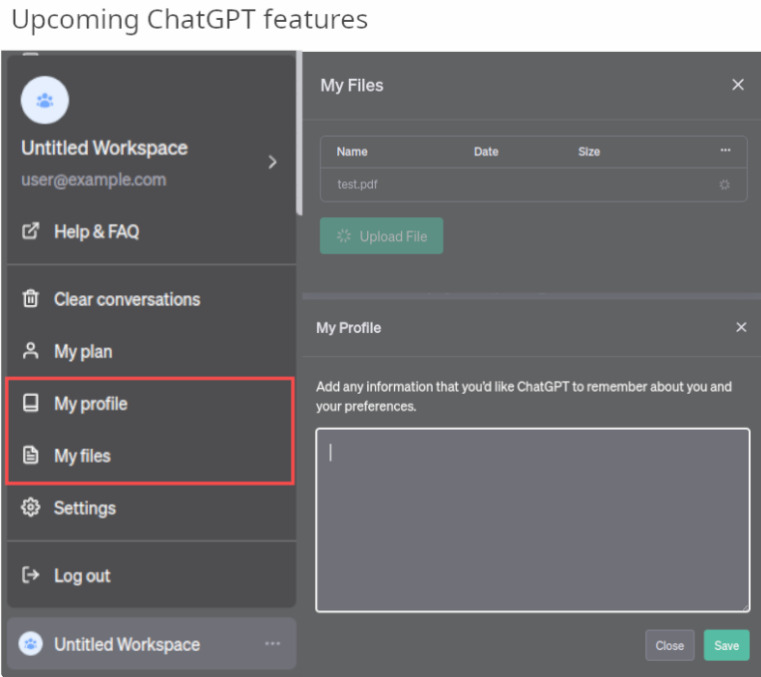 ChatGPT新功能或将推出：工作区、文件上传、配置文件