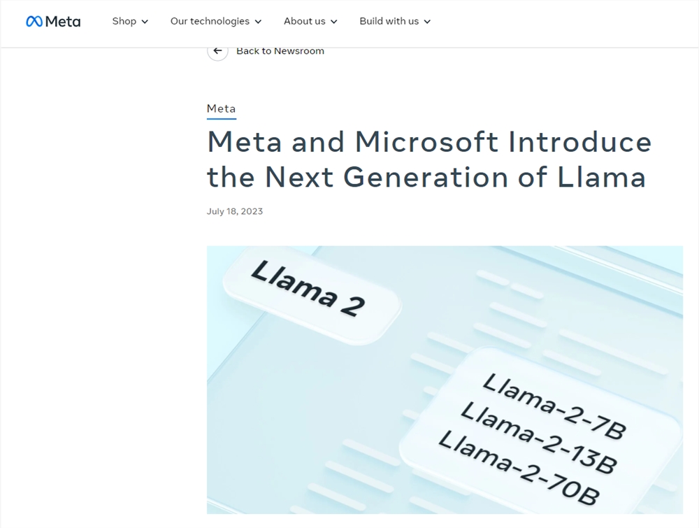 Meta和微软联合推出开源模型Llama 2