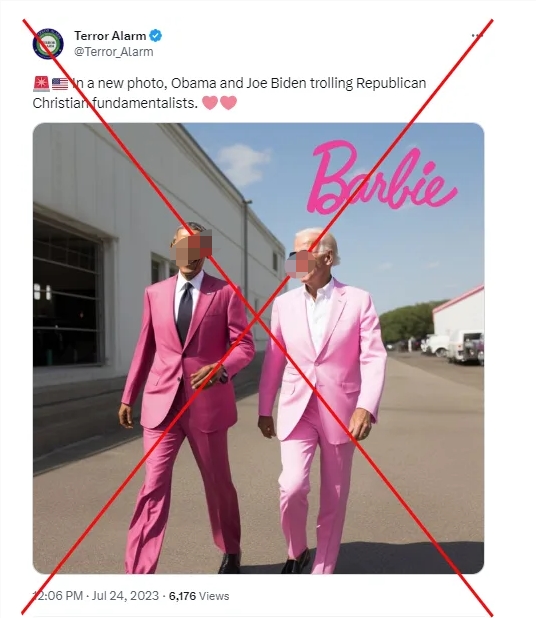 拜登、奥巴马穿“芭比粉”西装AI伪造图片疯传网络