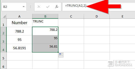 如何在Microsoft Excel中使用TRUNC函数