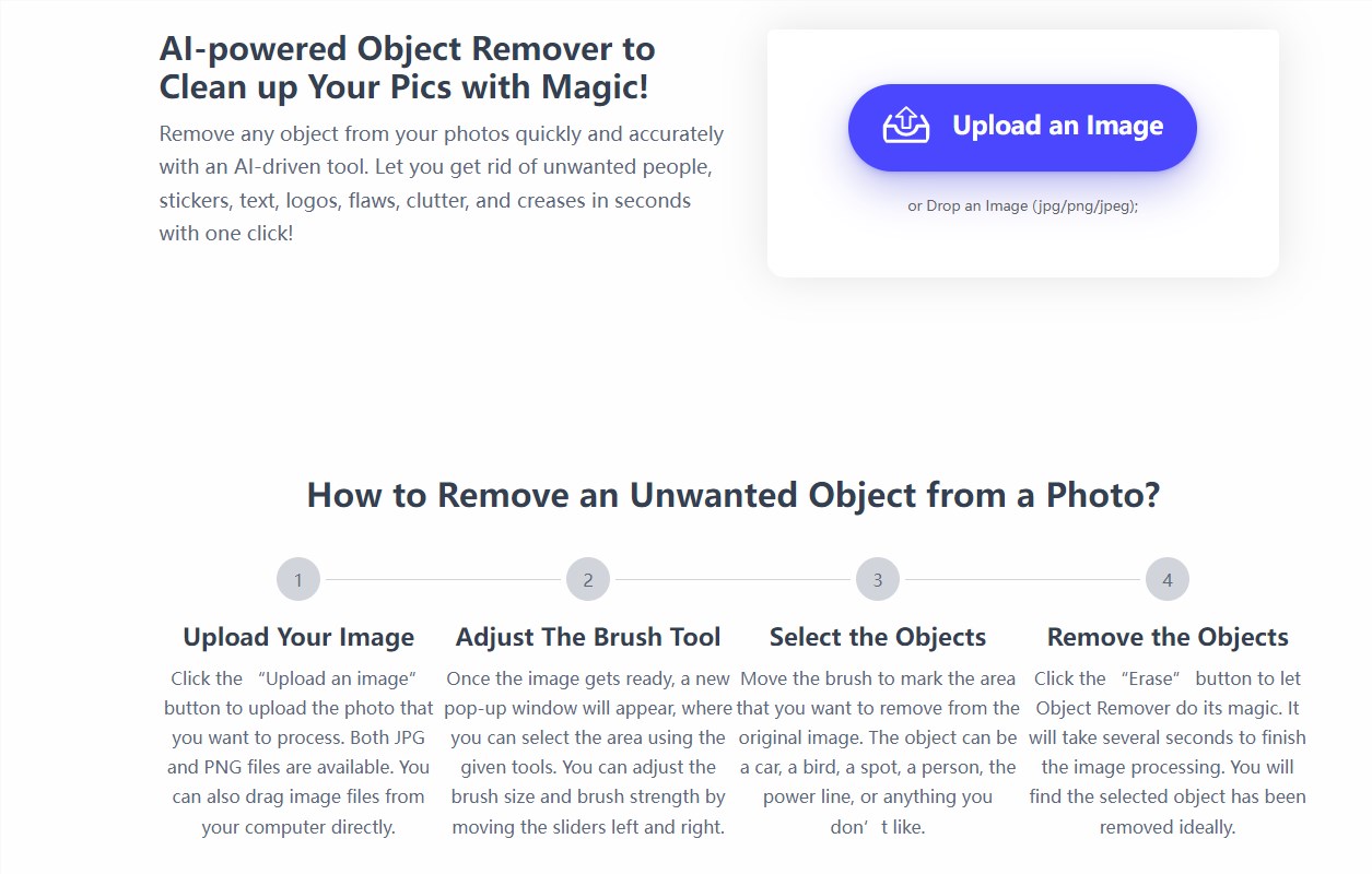 AI图片处理工具Object Remover 可快速去除照片中不需要的元素