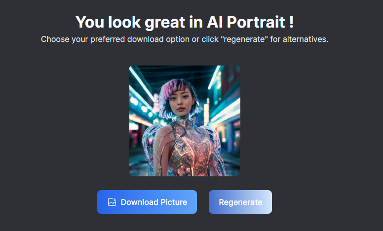 在线免费AI头像生成器“AI Portrait” 0元get妙鸭同款头像