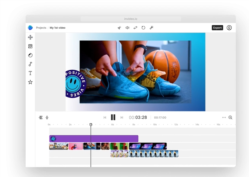 AI视频编辑工具InVideo 内置800万+免版权素材库，支持文转语音