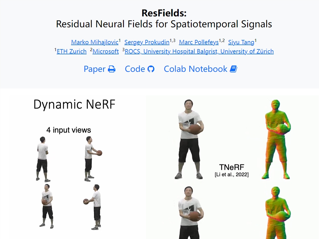新型神经网络ResFields 擅长理解随时间变化的复杂 3D 场景
