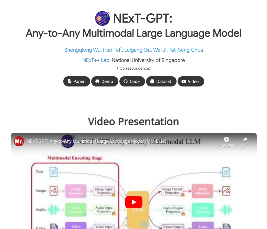 新加坡华人团队开源全能「大一统」多模态大模型NExT-GPT
