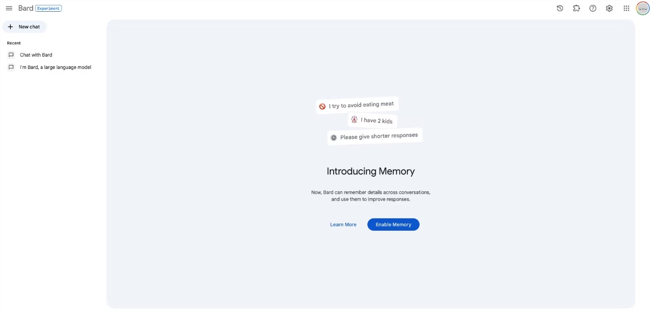 Google Bard 即将推出新功能“记忆”，以更好地记住用户喜好