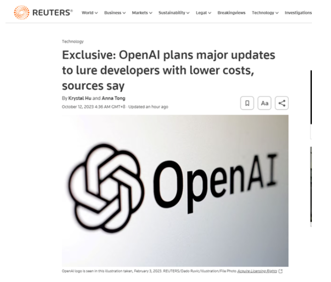 OpenAI计划重磅更新 应用程序开发成本可降低20倍