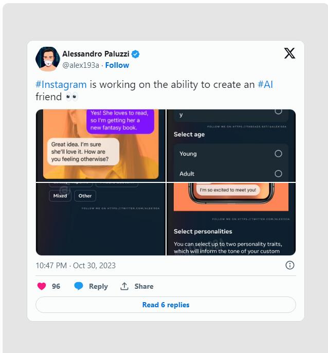 Instagram推出可定制人工智能“朋友”功能