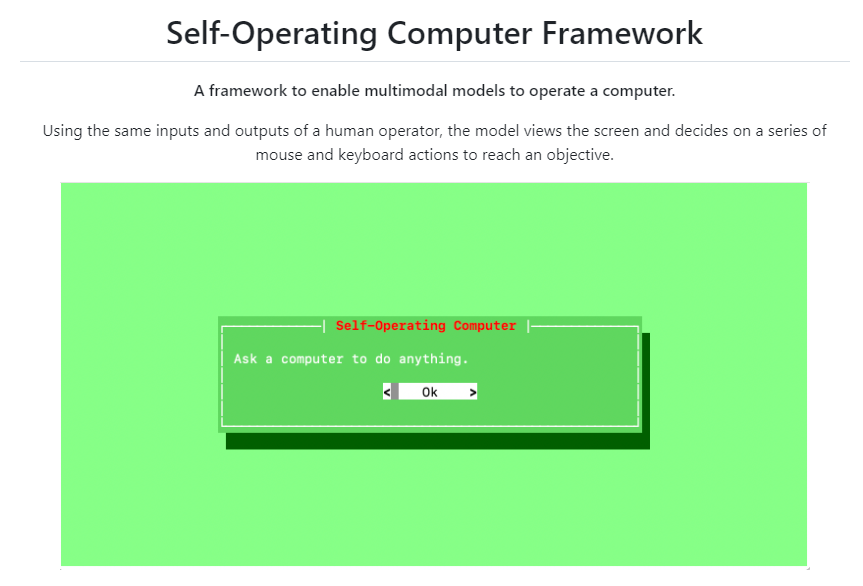 自主操作计算机框架Self-Operating Computer：用GPT-4V来模拟人类的鼠标点击和键盘输入