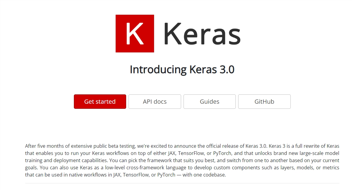 Keras 3.0正式发布 引入全新的大模型训练和部署功能