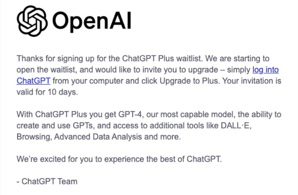 OpenAI逐步恢复 ChatGPT Plus 会员注册 已向部分用户发出邀请
