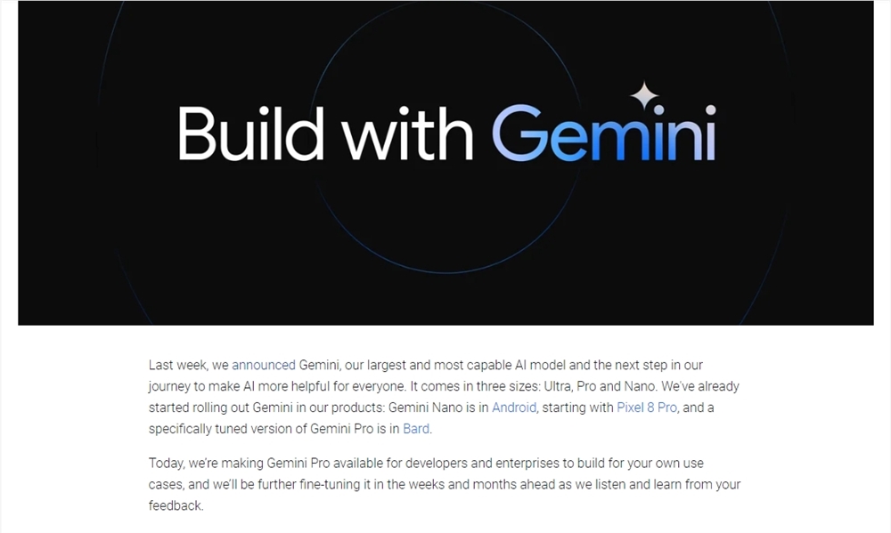 谷歌Gemini Pro大模型向Vertex Al云计算客户以及Al Studio开发人员开放