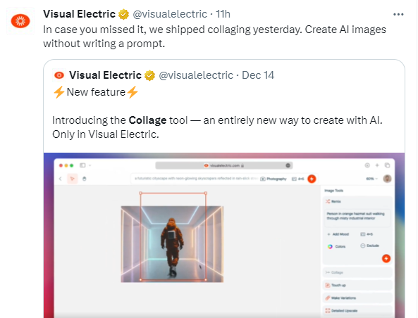 AI图像生成工具Visual Electric发布多张图像组合重绘功能