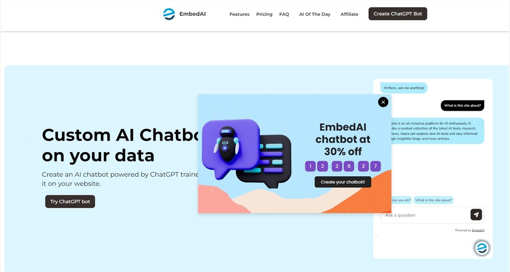 EmbedAI：允许用户使用自己的数据来训练ChatGPT