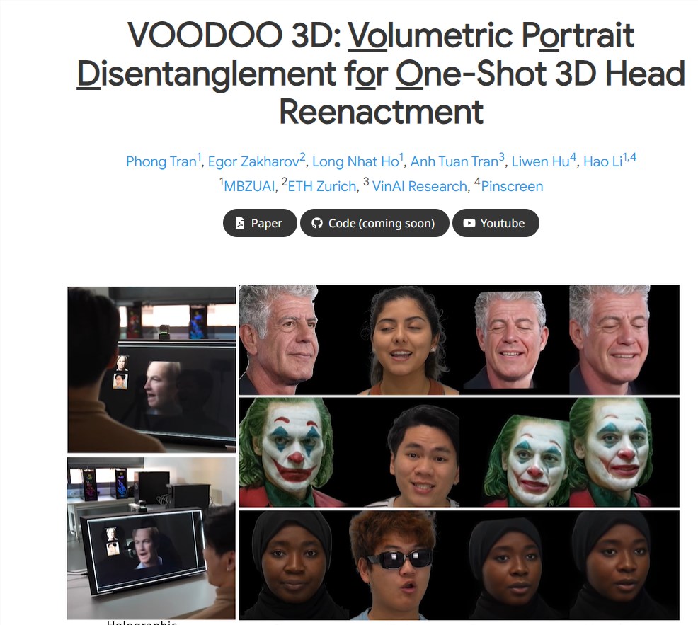 超强3D变脸术 VOODOO 3D可以精准复制人物表情