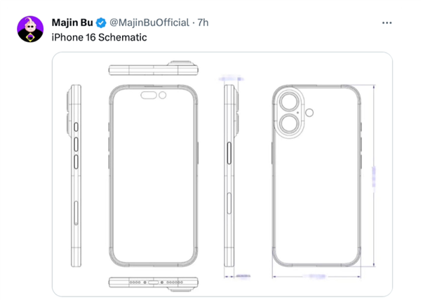 iPhone16设计图流出 有望回归竖排双摄风格