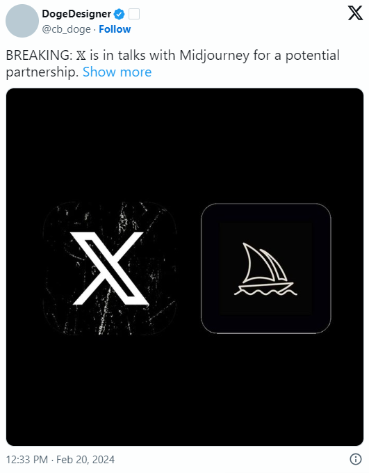 马斯克X平台与Midjourney正商谈合作 致力于生成式AI项目