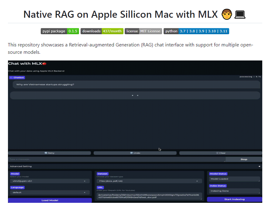 Chat-With-MLX：一个在Mac上集成各种开源模型的聊天界面