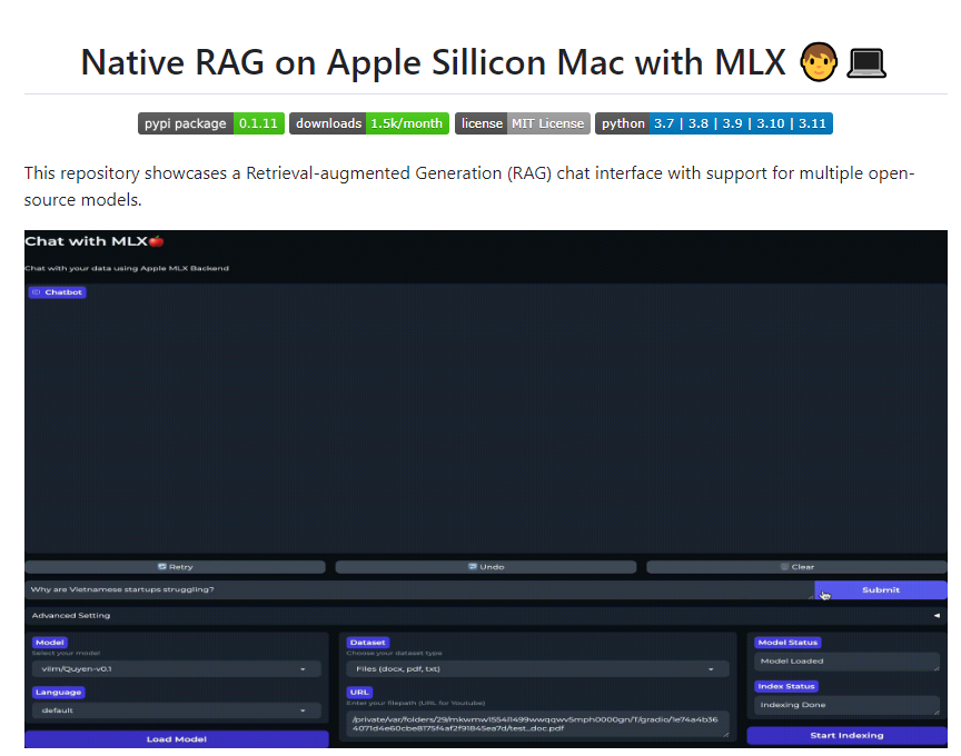 Chat with MLX ：Mac专属大模型框架 两行代码部署还支持中文