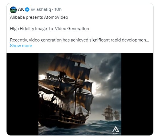 阿里巴巴推出高保真图像到视频生成框架AtomoVideo