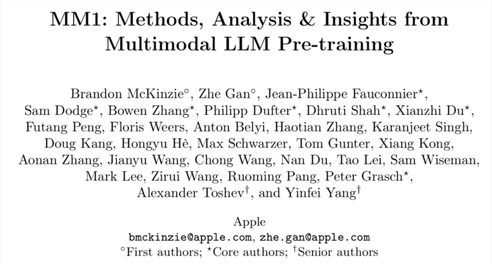 苹果大模型MM1杀入场：300亿参数、多模态、MoE架构，超半数作者是华人