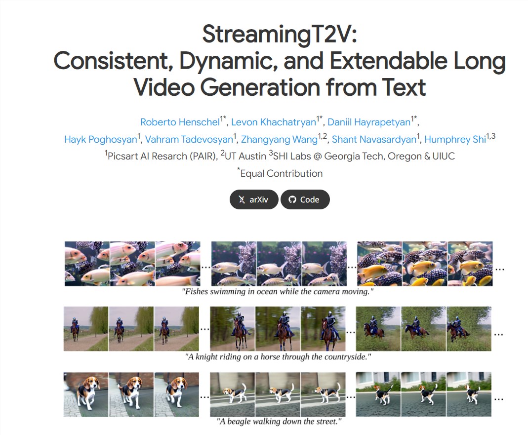 视频生成工具StreamingT2V：可根据文字描述生成2分钟长度的视频
