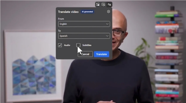 微软Edge将使用AI实时翻译你观看的YouTube视频内容
