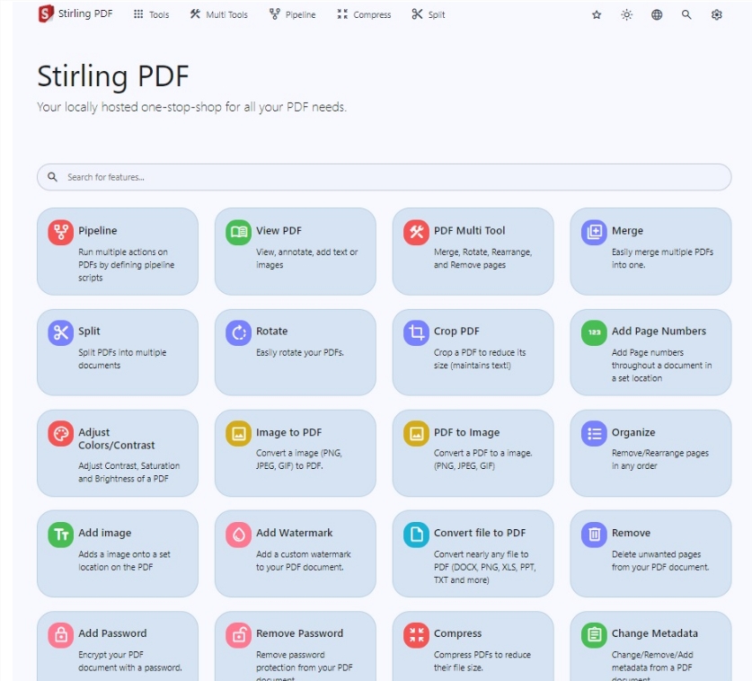 强大的本地PDF工具: Stirling-PDF让您轻松管理文档